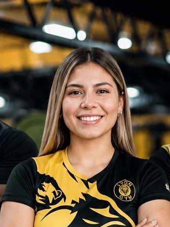 Profe Gio de Lyon Gym con la remera del gimnasio